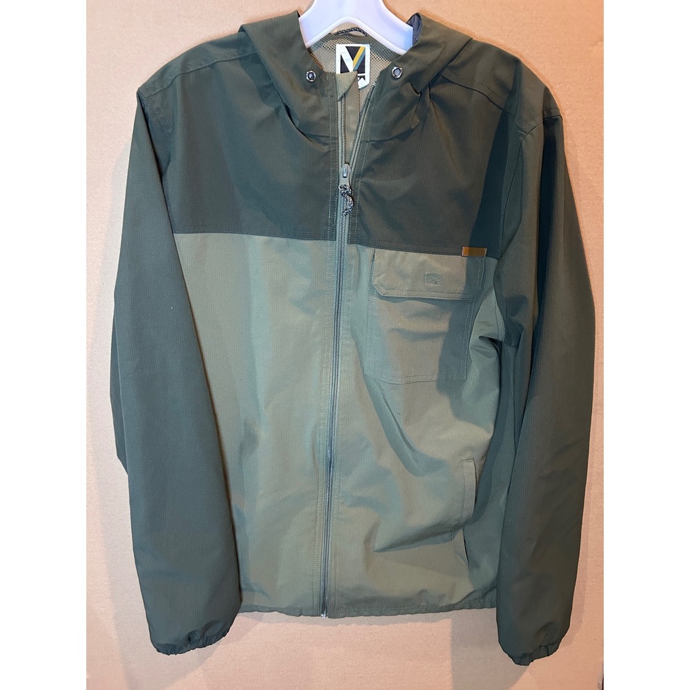 Voyager Hooded Windbreaker Jacket Mens Medium Green Excellent Stretch‎ Ripstop